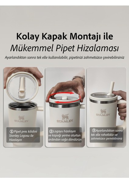 Quencher 40 Oz 1.18 Uyumlu Pipetli Termos Sızdırmaz Kapak Seti – Pipet Hediyeli - %100 Sızdırmaz Beyaz Pipetli Kapak fiyatları