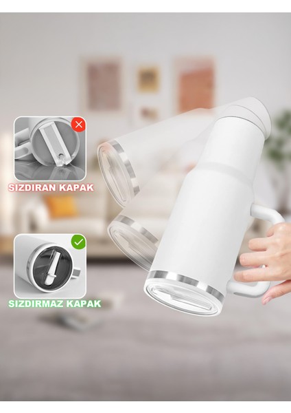 Quencher 40 Oz 1.18 Uyumlu Pipetli Termos Sızdırmaz Kapak Seti – Pipet Hediyeli - %100 Sızdırmaz Beyaz Pipetli Kapak modelleri