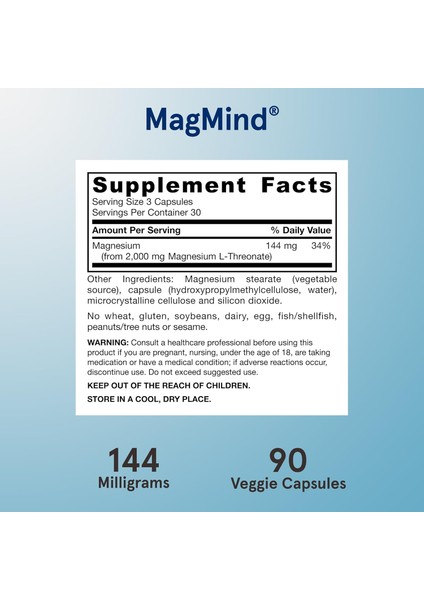 Magmind Magnesium L-Threonate Magtein Magnezyum L-Treonat Brain Memory Health Think Clearly modelleri
