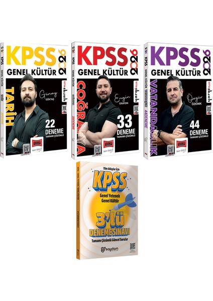 2026 Kpss Tarih-Coğrafya-Vatandaşlık Tamamı Çözümlü 22+33+44 Deneme-Çözümlü 3 Deneme Hediye