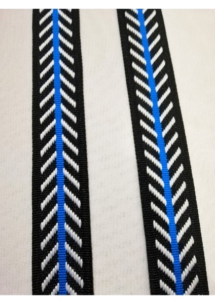 Beyaz Mavi Çavuş Desen Dokuma Şerit fiyatları