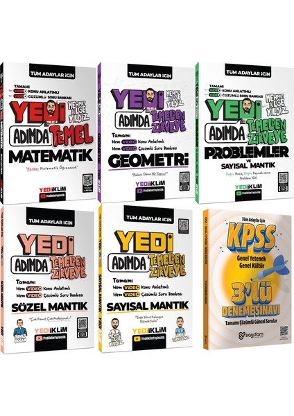 Yedi Adımda Serisi Mega Set(Video Konu Anlatımlı Video Çözümlü Soru Bankası)