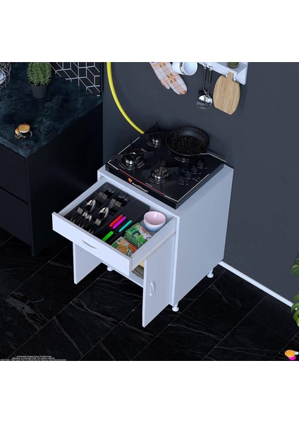 QPLAS (M) Set Ocak Altı Dolap 60x88x56 cm Çekmeceli, Kapaklı 2 Göz Raf Bölmeli fiyatları