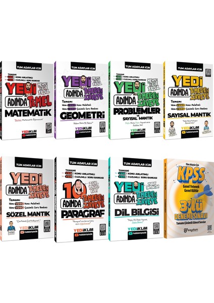 Yedi Adımda Serisi Mega Set(Video Konu Anlatımlı Video Çözümlü Soru Bankası)-Paragraf-Dil Bilgisi