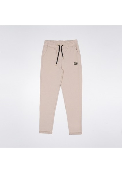 Krem Duble Paça Eşofman Altı