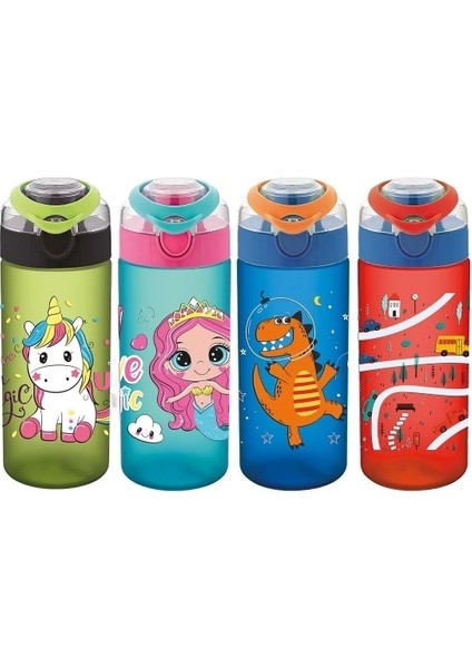 Noki Kids Su Matarasi Tritan Auto Kapak Soft Touch Tutma Aparatli Mavi 500 ml T-0108-130