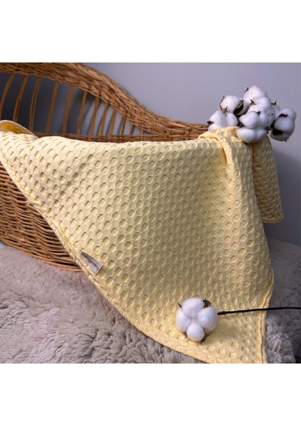 Yenidoğan Bebek Battaniyesi, Pamuk Bebek Pikesi, Organik Çok Amaçlı Örtü, Alt Açma Örtüsü, Dört Mevsim, Taşınabilir, Hediyelik Anne Bebek Ürünü, Pembe-Sarı, 75X75 Cm, Kupu&kupu