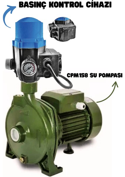 1.5 Hp - 1.0 Kw Alman Tasarımı Elektrikli Otomatik Set Bahçe Ev Pompası Su Pompası CPM158