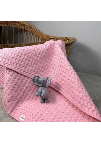 Yenidoğan Bebek Battaniyesi, Pamuk Bebek Pikesi, Organik Çok Amaçlı Örtü, Alt Açma Örtüsü, Dört Mevsim, Taşınabilir, Hediyelik Anne Bebek Ürünü, Pembe-Sarı, 75X75 Cm, Kupu&kupu