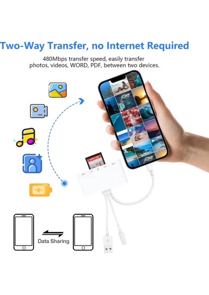 5in1 USB Type-C & Lightning & Micro & USB Flash Çıkışlı Otg U Disk Sd Tf Kart Okuyucu Veri Aktarıcı Hub fiyatları