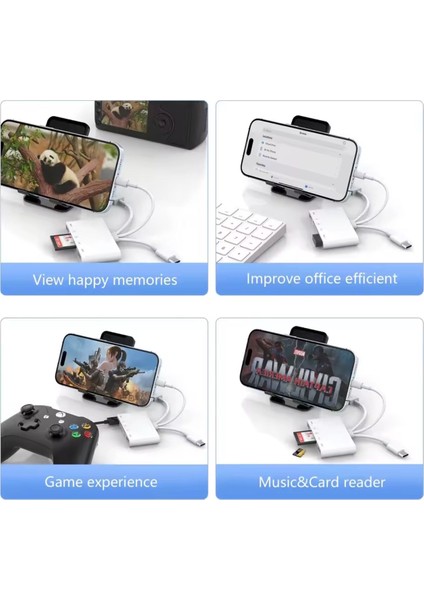 5in1 USB Type-C & Lightning & Micro & USB Flash Çıkışlı Otg U Disk Sd Tf Kart Okuyucu Veri Aktarıcı Hub fırsatları