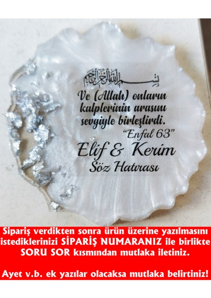 Eren Aksesuar Epoksi Magnet Söz Nişan Nikah Kına Düğün Hediyeliği Kuran Hatırası Sünnet Mevlüt Hediyesi