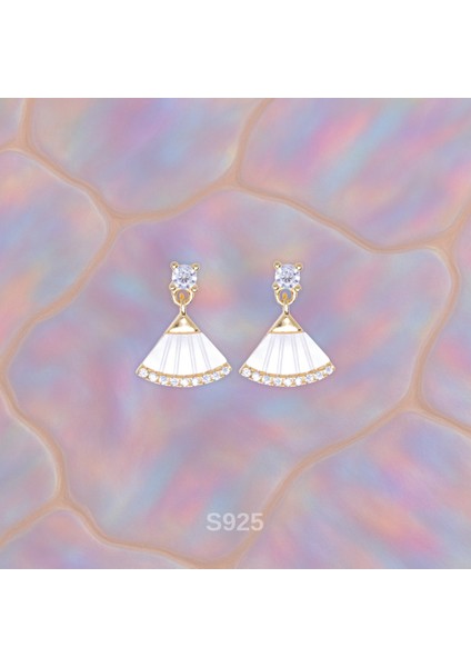 Gingko Yaprağı Zirkon Taşlı Küpe – 925 Ayar Gümüş – 14K Altın Kaplamaaltın Kaplama