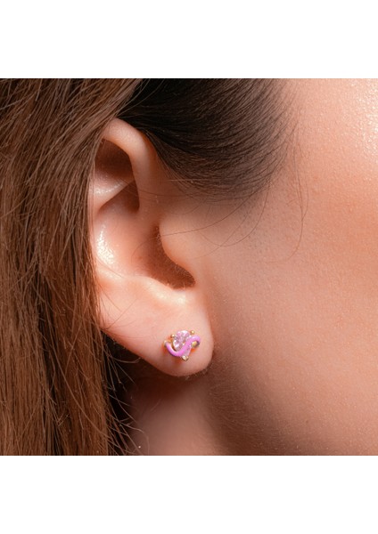 Pembe Sarmal Taşlı Küpe – Altın Kaplama – 925 Ayar Gümüş – Zarif & Eğlenceli fiyatları