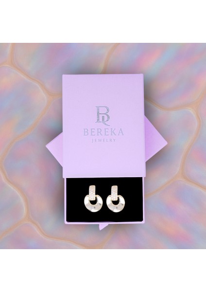 14K Altın Kaplama Modern Formlu Taşlı Küpe – 925 Ayar Gümüş modelleri