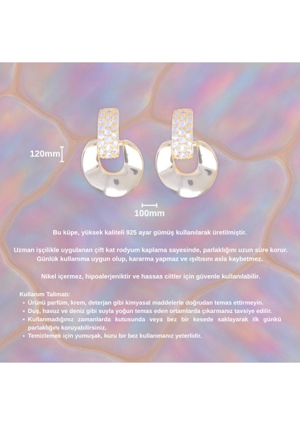 14K Altın Kaplama Modern Formlu Taşlı Küpe – 925 Ayar Gümüş fırsatları