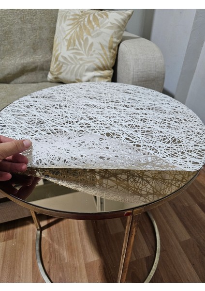 Yuvarlak Sehpa Örtüsü Silinebilir Su Geçirmez Dantel Desenli Masa Örtüsü Lüx Muşamba Sofra Bezi.