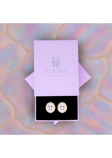 Inci ve Zirkon Taşlı Oval Formlu 14K Altın Kaplama Küpe – 925 Ayar Gümüş modelleri