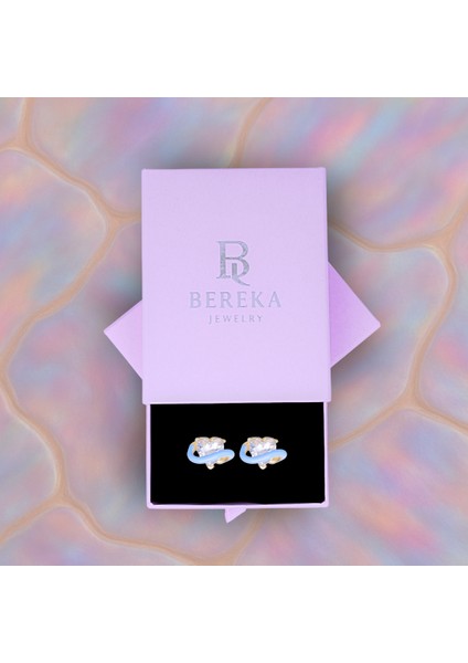 Kalp Taşlı Mavi Mine Küpe – 925 Ayar Gümüş – Altın Kaplama modelleri