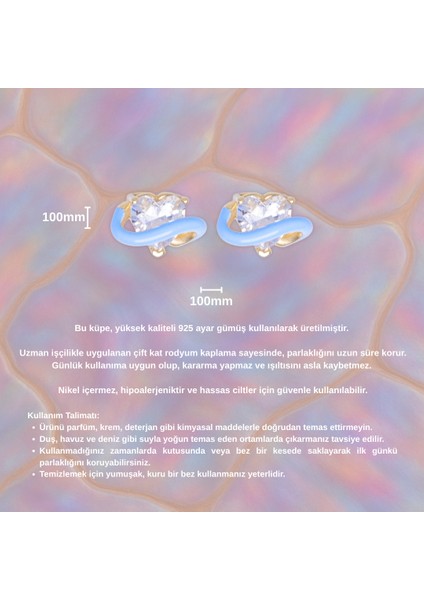 Kalp Taşlı Mavi Mine Küpe – 925 Ayar Gümüş – Altın Kaplama fırsatları