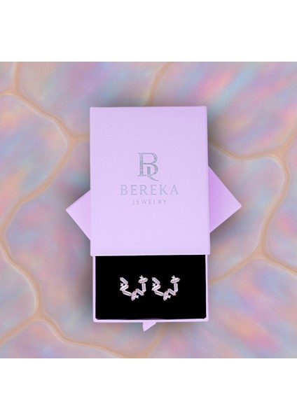 Zikzak Kesim Taşlı Küpe – 925 Ayar Gümüş – Rose Kaplama modelleri