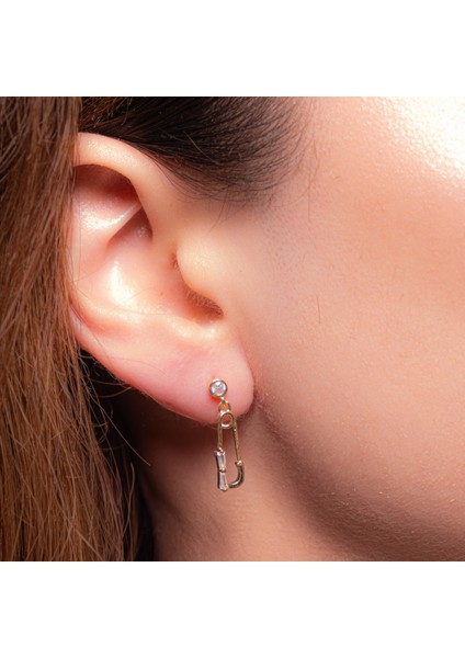 14K Altın Kaplama Çengelli Küpe – Zirkon Taşlı – 925 Ayar Gümüş – Modern & Cesur fiyatları