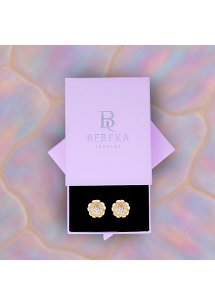 Sarı Mineli Çiçek Küpe – 925 Ayar Gümüş modelleri