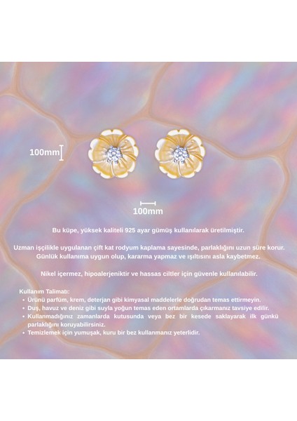 Sarı Mineli Çiçek Küpe – 925 Ayar Gümüş fırsatları