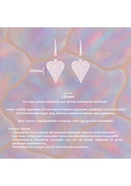 Pembe Kalp Sallantılı Küpe – 925 Ayar Gümüş – Rose Altın Kaplama – Mikro Taşlı fırsatları