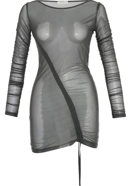 Desenli Kısa Tül Elbise