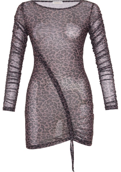 Desenli Kısa Tül Elbise