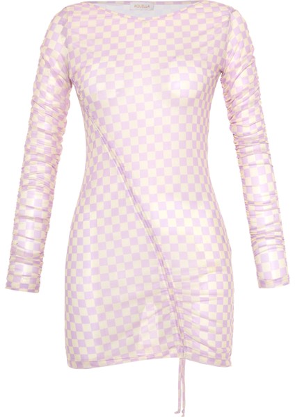 Desenli Kısa Tül Elbise