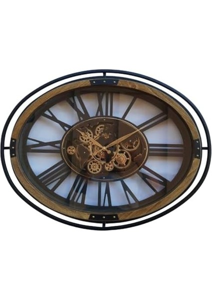 CRK-807 Premium Ahşap Ithal Serisi Dönen Çarklı Roma Rakamlı Duvar Saati 74 * 56 * 8 cm modelleri