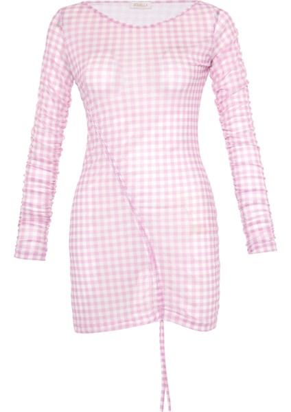 Desenli Kısa Tül Elbise