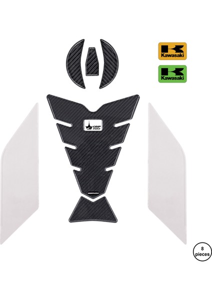 Kawasaki ZX4RR 2025 ile Uyumlu Kaydırmaz 6d Karbon 8 Parça Tank Pad Seti GC50