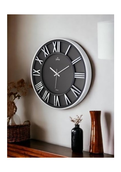 Premium Serisi Modern Tasarımlı Roma Rakamlı 40 cm Duvar Saati Siyah-Gri fiyatları