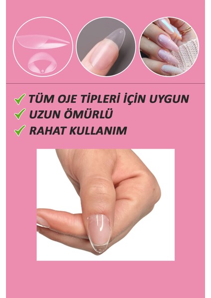 Protez Takma Tırnak Şeffaf 100 Adet (Badem Tırnak) modelleri