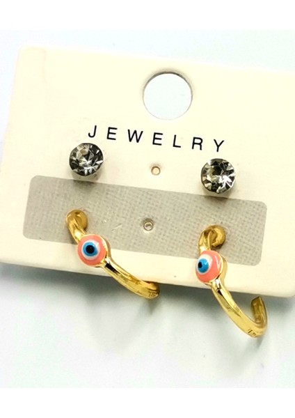 Renkli Kararmaz Papatya Figürlü Lüks Küpe