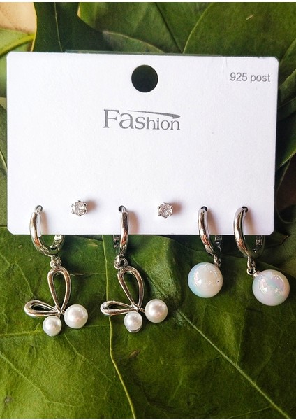 Gümüş Renk Lüks Gösterişli Figürlü Çoklu Küpe