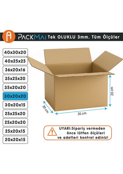 30X20X20 cm Koli-Kutu | 10 Adet | Hafif Eşya Kolisi Tek Oluklu 3mm Karton Kutu fiyatları