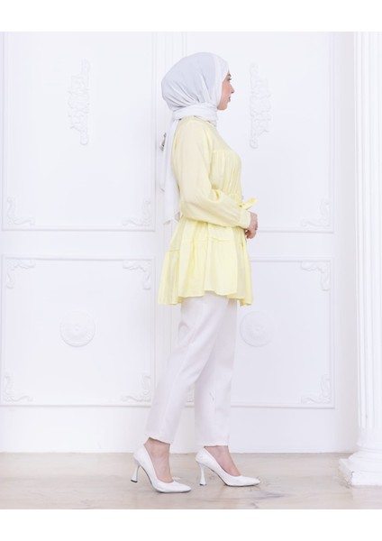 Kadın Kuşaklı Kat Kat Gömlek Tunik modelleri