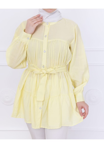 Kadın Kuşaklı Kat Kat Gömlek Tunik fırsatları