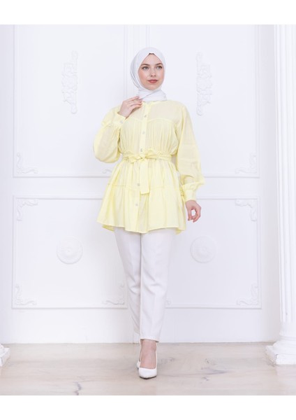 Kadın Kuşaklı Kat Kat Gömlek Tunik indirimleri