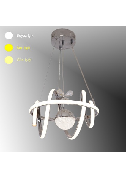 Burgu Tek Toplu Krom LED Avize
