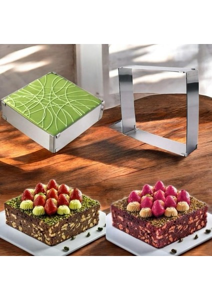 Ayarlanabilir Kare ve Dikdörtgen Kek Kalıbı ( Paslanmaz Çelik Yükseklik 10CM)