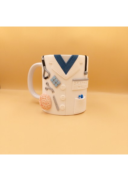 Doktor Hediyesi El Yapımı Kupa 3D Kabartma Kişiye Özel Doktor Kupası