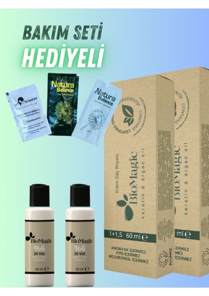 Bio Magic Amonyaksız Saç Boyası 6.00 Koyu Kumral x 2 Adet & 20 Vol. Oksidan 2 Adt