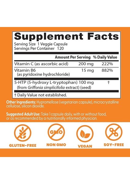 5-Htp Enhanced With Vitamins B6 Relax Mood Serotoninvitamin C