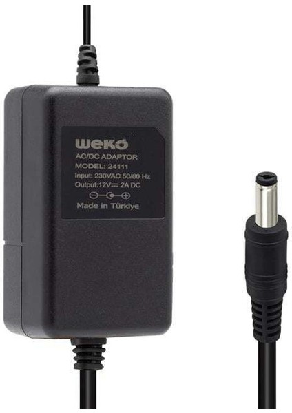 Weko 12 Volt 2 Amper 5.5*2.1 Uçlu Yerli Üretim Plastik Kasa Masaüstü Adaptör