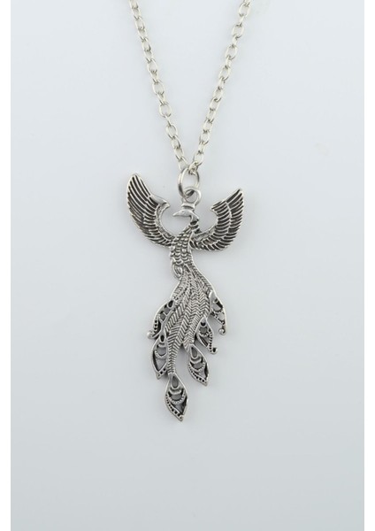 Zümrüdüanka Kuşu Zincir Kolye - Gümüş Kaplama - Erkek Kadın Kolye - Kod:334